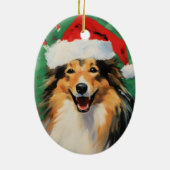 Collie Kerstborstel schilderen kunstwerk Keramisch Ornament (Achterkant)