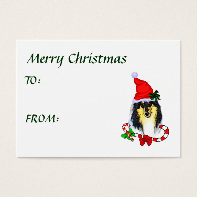 Collie kerstcadeaus visitekaartjes (Voorkant)