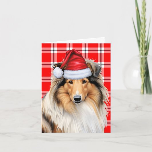 Collie Kerstmis Dog Red Pset Kerstmis Feestdagen Kaart (Voorkant)