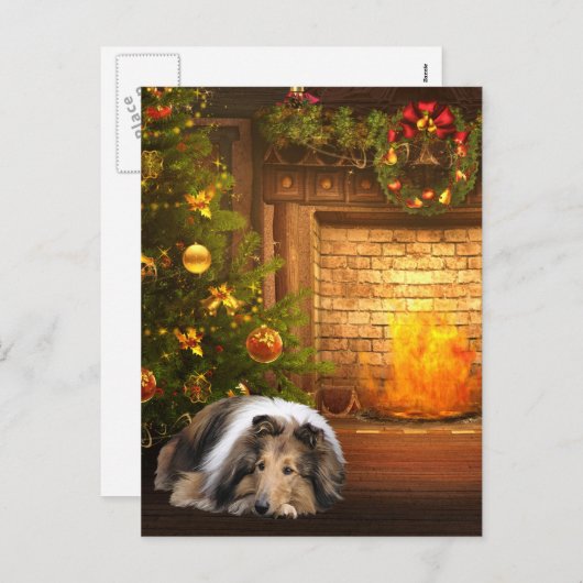 Collie Kerstmis Feestdagenkaart (Voorkant / Achterkant)