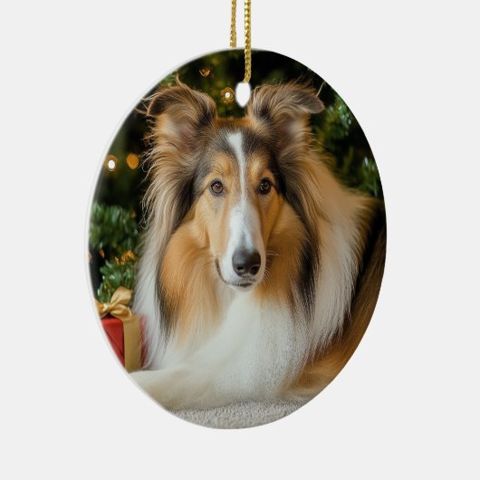 Collie Kerstmis Keramisch Ornament (Rechts)