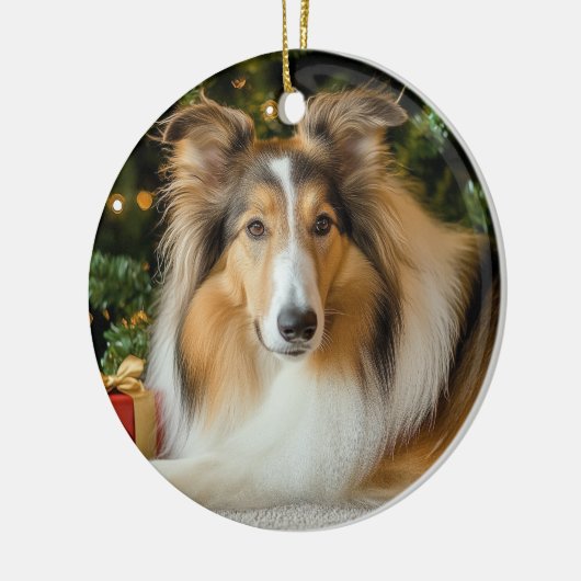 Collie Kerstmis Keramisch Ornament (Links)