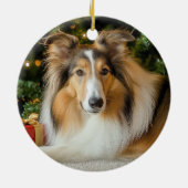 Collie Kerstmis Keramisch Ornament (Achterkant)