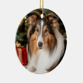 Collie Kerstmis Keramisch Ornament (Rechts)
