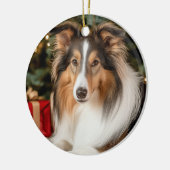 Collie Kerstmis Keramisch Ornament (Links)