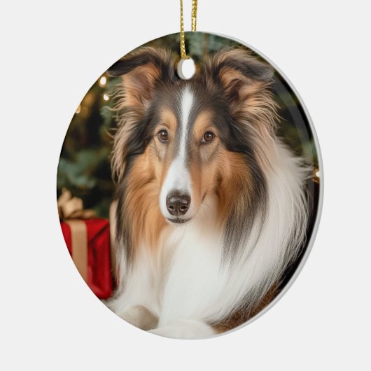 Collie Kerstmis Keramisch Ornament (Links)