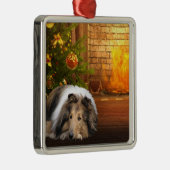 Collie Kerstmis Metalen Ornament (Rechts)