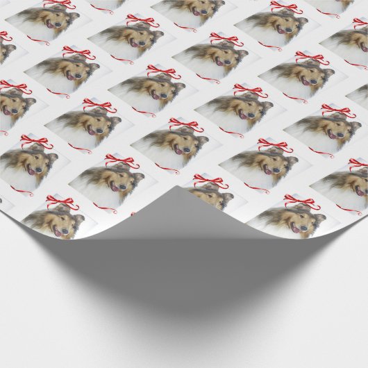 Collie kerstpapier cadeaupapier (Hoek)