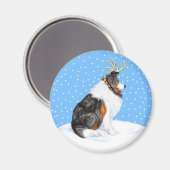 Collie Kerstreindeer Tri Magneet (Voorkant / Achterkant)