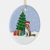 Collie kerstversiering keramisch ornament (Rechts)