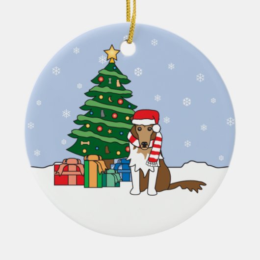 Collie kerstversiering keramisch ornament (Voorkant)