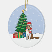 Collie kerstversiering keramisch ornament (Links)