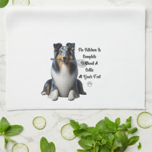 Collie keukenhanddoek (Gevouwen)