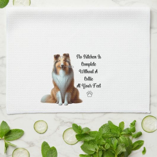 Collie keukenhanddoek (Gevouwen)