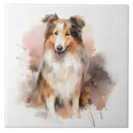 Collie Lassie Dog Waterverf Tegeltje