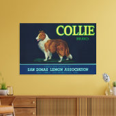 Collie Lemon LabelSan Dimas, CA Canvas Afdruk (Insitu (Woonkamer))