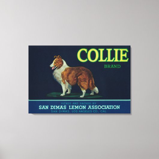 Collie Lemon LabelSan Dimas, CA Canvas Afdruk (Voorkant)