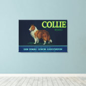 Collie Lemon LabelSan Dimas, CA Canvas Afdruk (Insitu (Houten vloer))