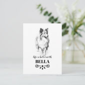Collie Life is beter met Custom Dog Name Briefkaart (Staand voorkant)