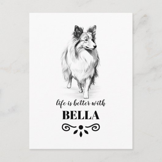 Collie Life is beter met Custom Dog Name Briefkaart (Voorkant)