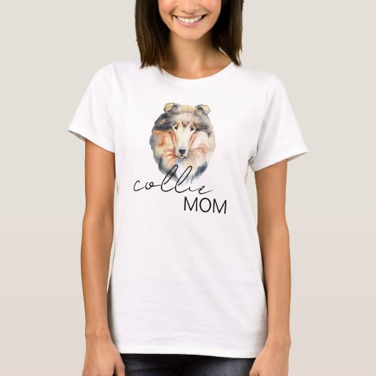 Collie Ma Cute Waterverf Hondenliefhebber T-shirt (Voorkant)