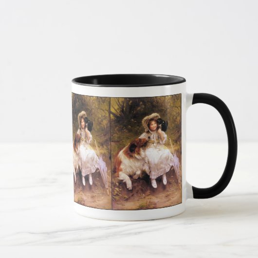 Collie, meisje en kat mok (Rechts)