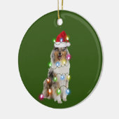 Collie met Petten kerstmis Keramisch Ornament (Links)