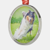 Collie Metalen Ornament (Links)
