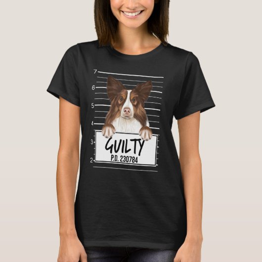 Collie Mugshot Guilty Dog T-shirt (Voorkant)