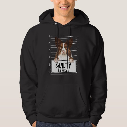 Collie Mugshot Schuldige Hond Hoodie (Voorkant)