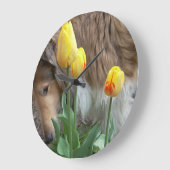 Collie N de Tulps Wall Clock Grote Klok (Hoek)