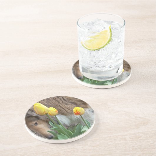 Collie n Tulips onderzetters (Zijkant)