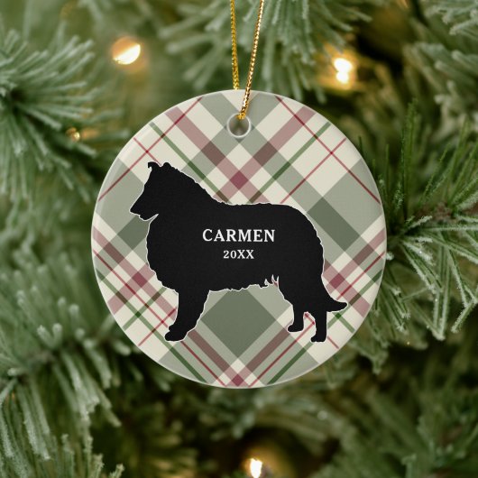 Collie of Sheltie Pset met kerstversiering Keramisch Ornament (Boom)