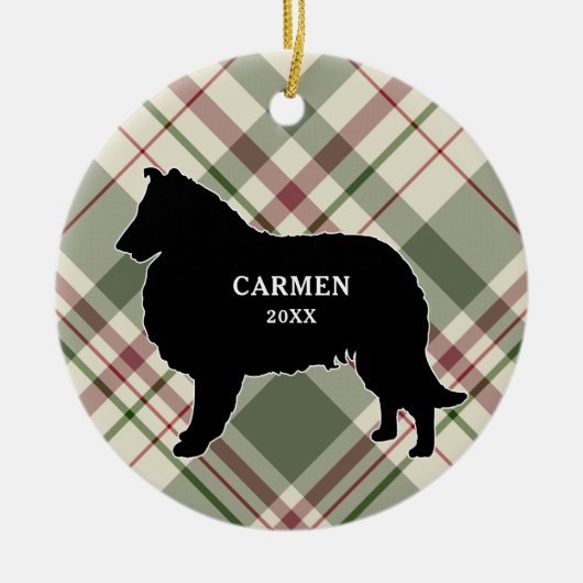 Collie of Sheltie Pset met kerstversiering Keramisch Ornament (Voorkant)