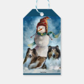 Collie Pair met Snowman Cadeaulabel (Achterkant)
