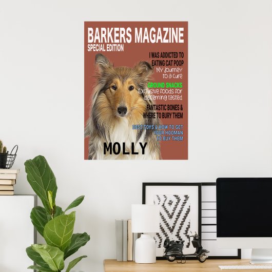 Collie Parody Magazine Hoesje Poster (Thuiskantoor)