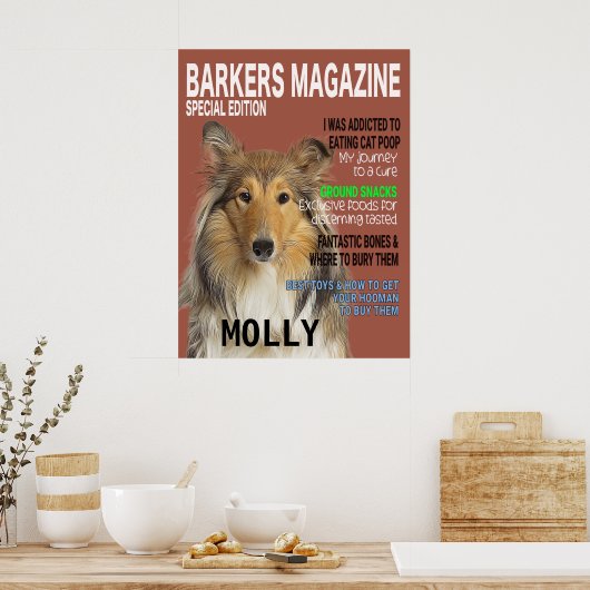 Collie Parody Magazine Hoesje Poster (Keuken)