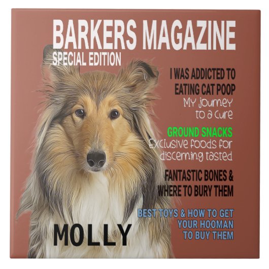 Collie Parody Magazine Hoesje Tegeltje (Voorkant)