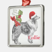  Collie past het glitter Bow Kerstmis aan Metalen Ornament (Links)