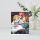 Collie Pet Dog en twee meisjes. Briefkaart (Staand voorkant)