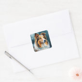 Collie Portrait Dank je wel Vierkante Sticker (Envelop)