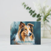 Collie Portrait Happy Birthday Briefkaart (Staand voorkant)