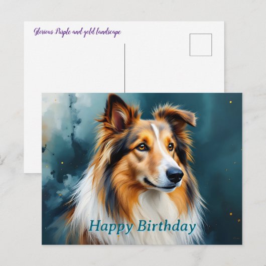 Collie Portrait Happy Birthday Briefkaart (Voorkant / Achterkant)