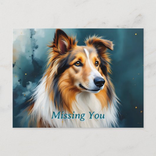 Collie Portrait Missing You Briefkaart (Voorkant)