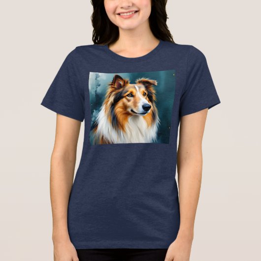 Collie Portrait Tri-Blend Shirt (Voorkant)