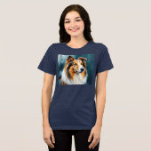 Collie Portrait Tri-Blend Shirt (Voorkant volledig)