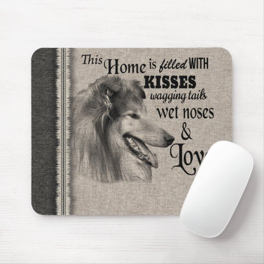 Collie  portret schattig citaat muismat (Met muis)