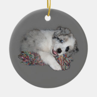 collie puppy blue merle keramisch ornament