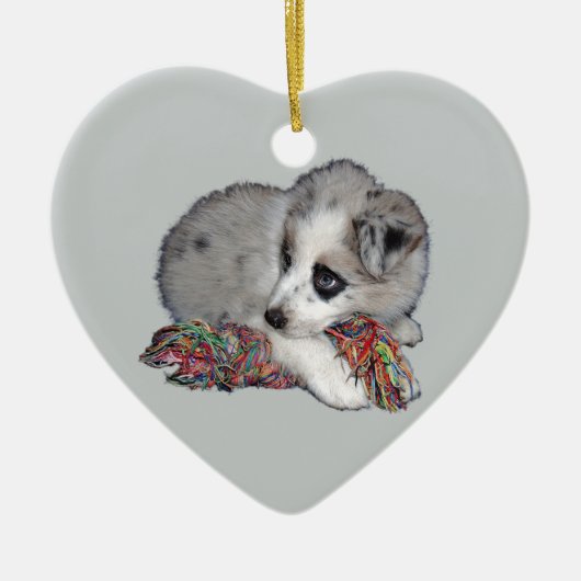 collie puppy blue merle keramisch ornament (Voorkant)