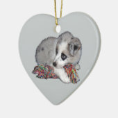 collie puppy blue merle keramisch ornament (Links)